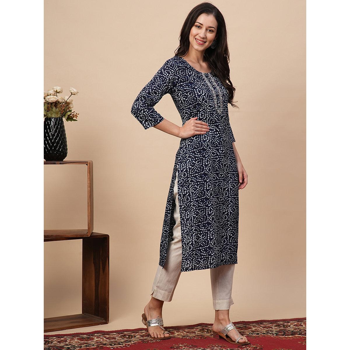كورتا بقصة مستقيمة-women-clothing-ethnicwear-kurtas-image-2