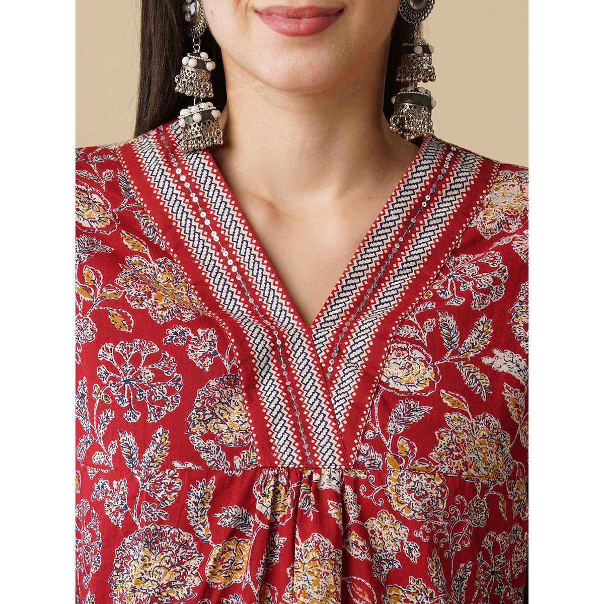 كورتا بطباعة زهور مُنمقة بترتر-women-clothing-ethnicwear-kurtas-image-4