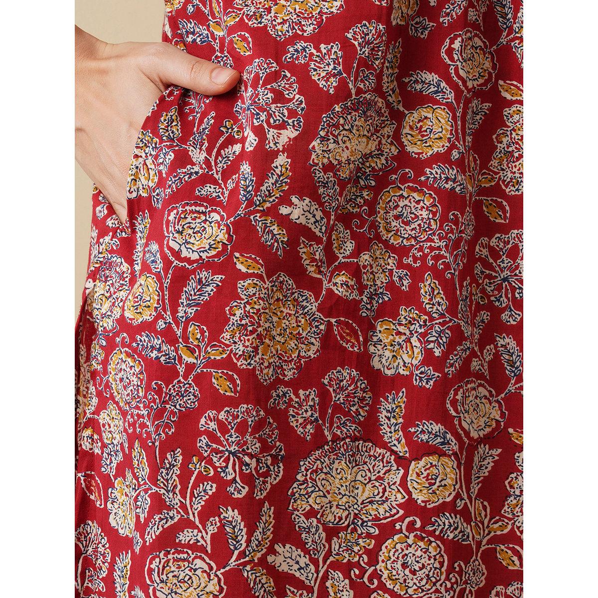 كورتا بطباعة زهور مُنمقة بترتر-women-clothing-ethnicwear-kurtas-image-5