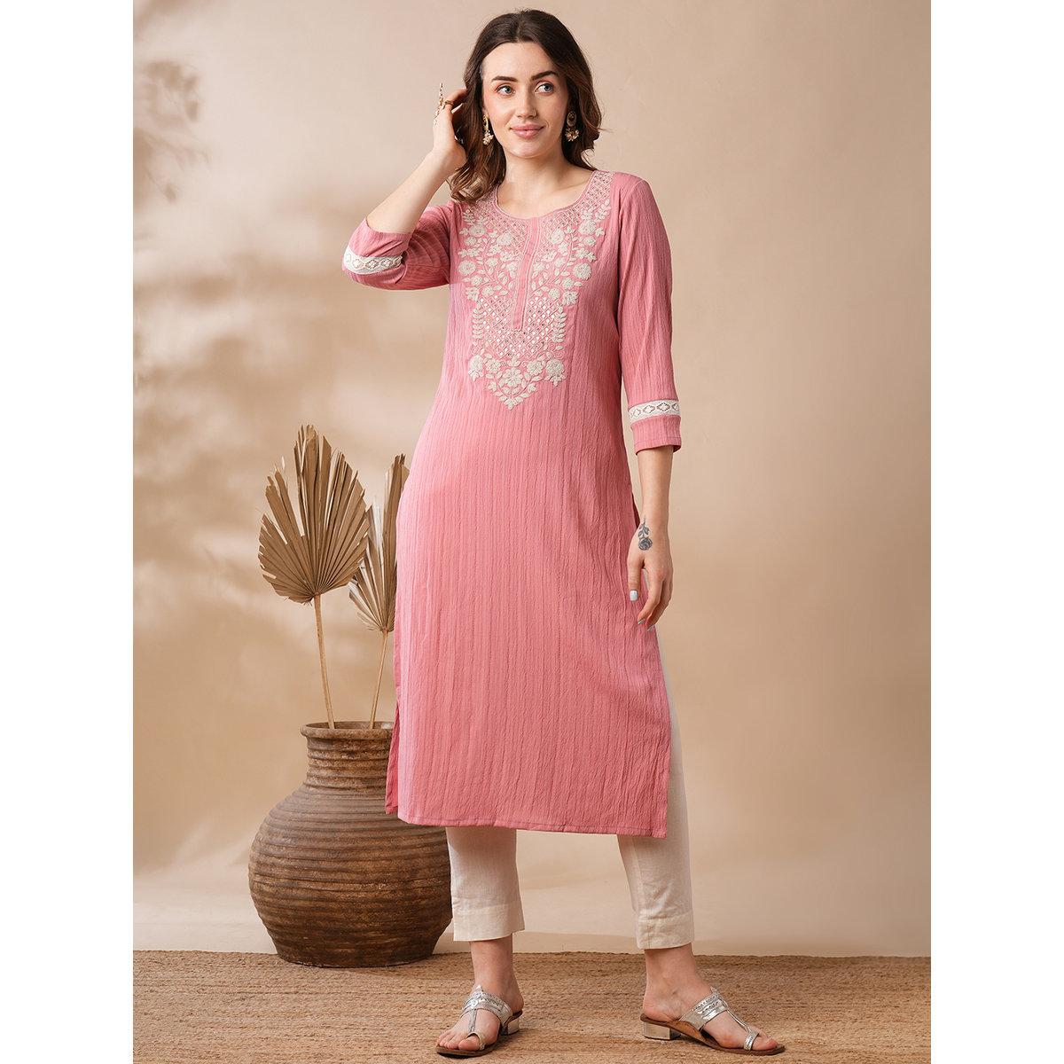 كورتا بتفاصيل مُطرزة-women-clothing-ethnicwear-kurtas-image-1