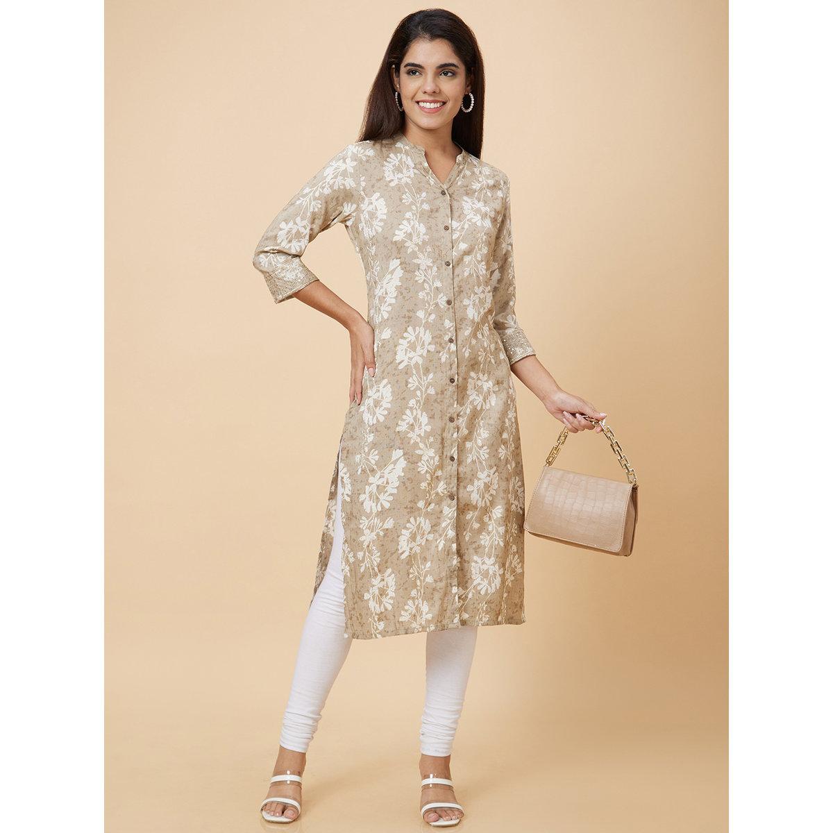 كورتا بطباعة وقصة مستقيمة-women-clothing-ethnicwear-kurtas-image-1