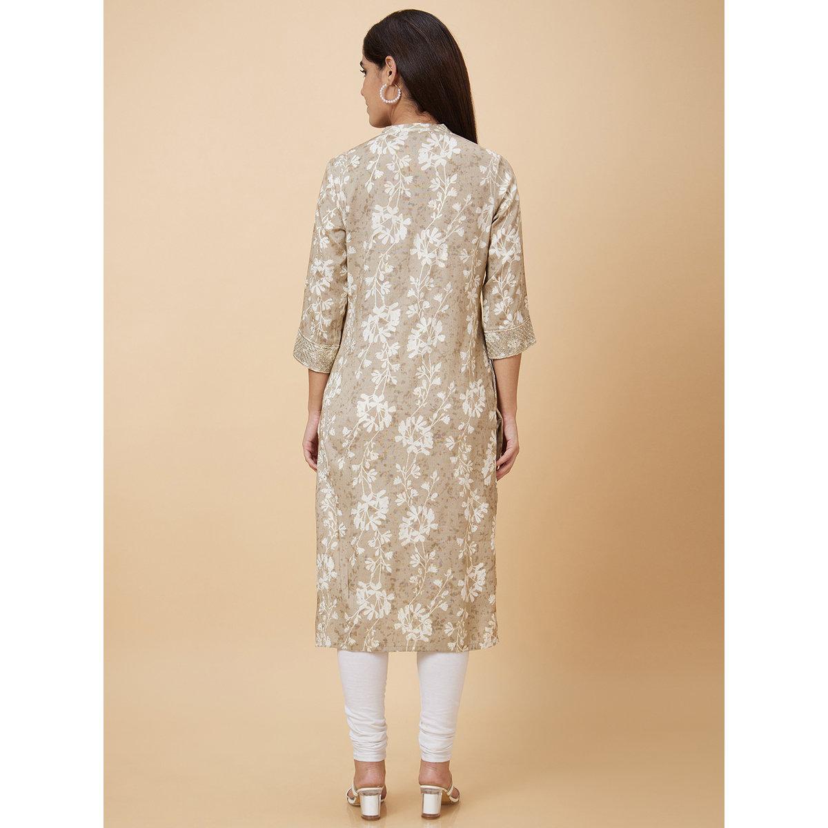 كورتا بطباعة وقصة مستقيمة-women-clothing-ethnicwear-kurtas-image-3