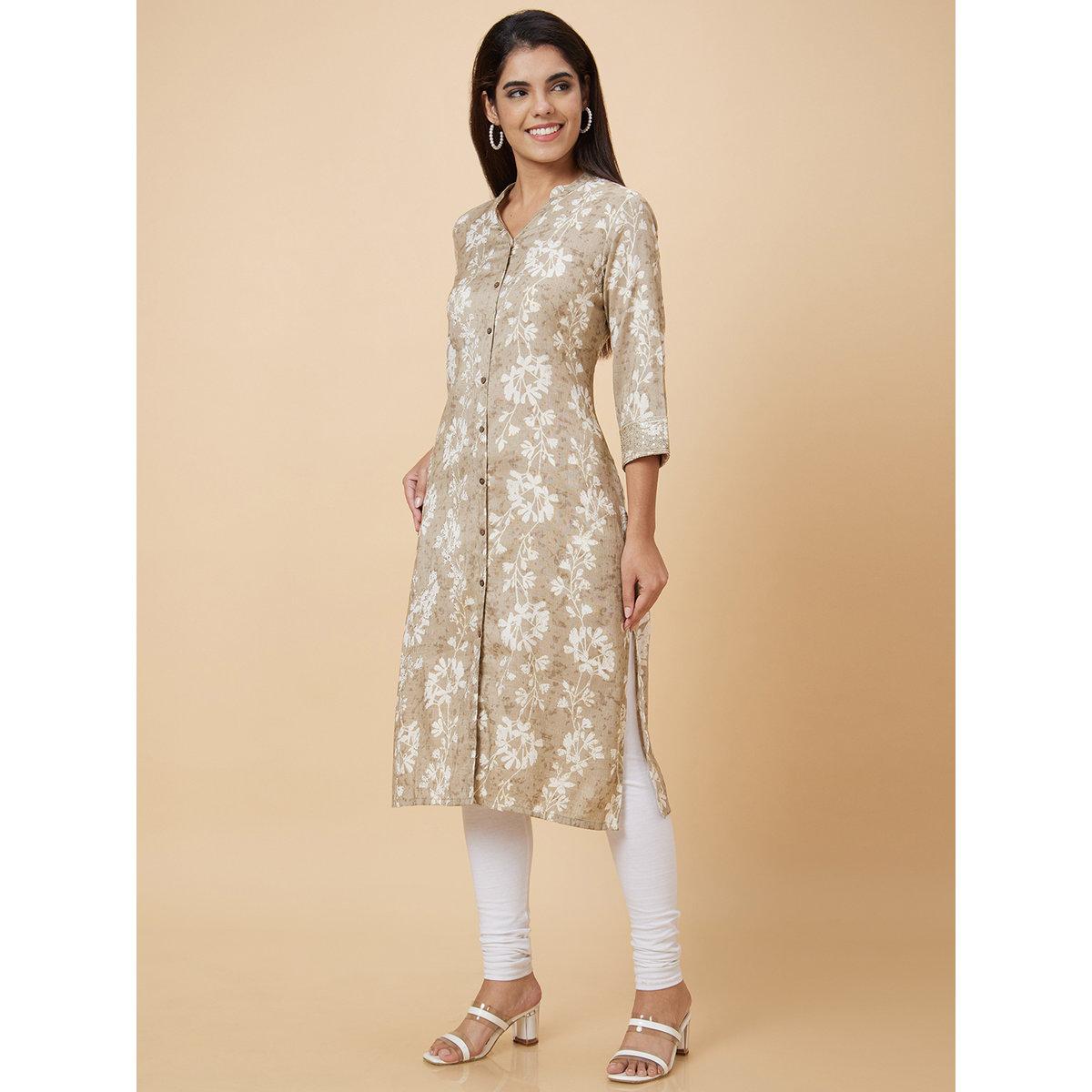 Globus X Styli Women Grey Printed Straight Kurta-women-clothing-ethnicwear-kurtas-image-4