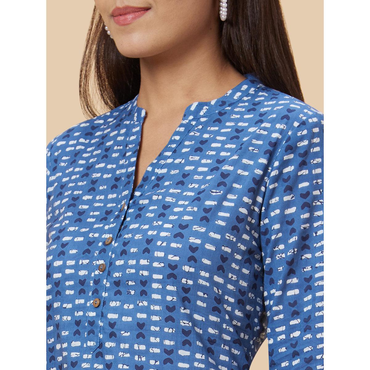 كورتا بطباعة وقصة مستقيمة-women-clothing-ethnicwear-kurtas-image-5