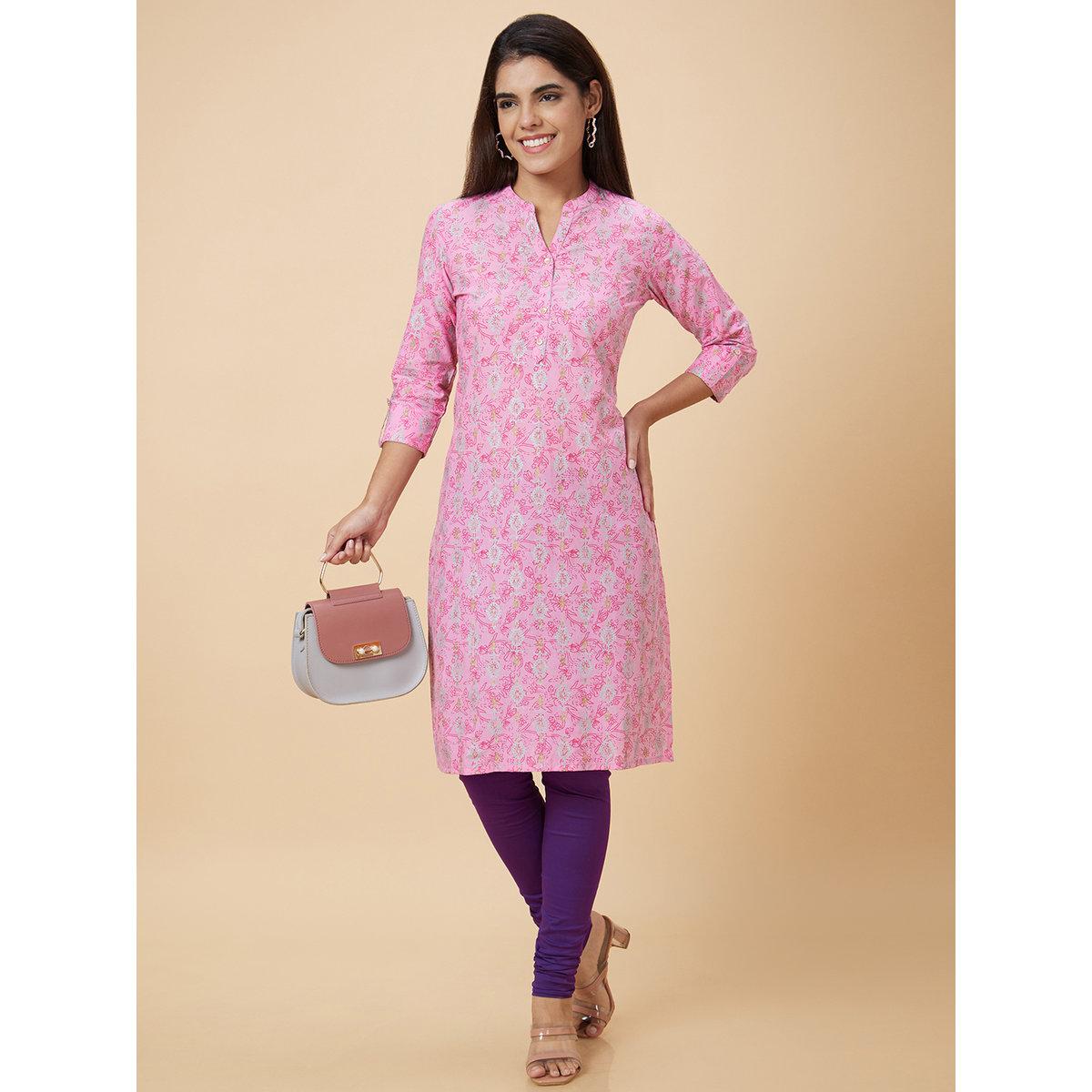 كورتا بطباعة وقصة مستقيمة-women-clothing-ethnicwear-kurtas-image-1