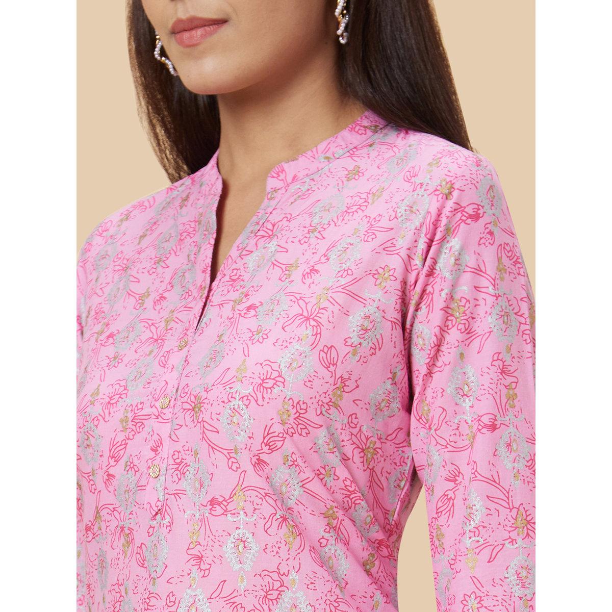 كورتا بطباعة وقصة مستقيمة-women-clothing-ethnicwear-kurtas-image-5