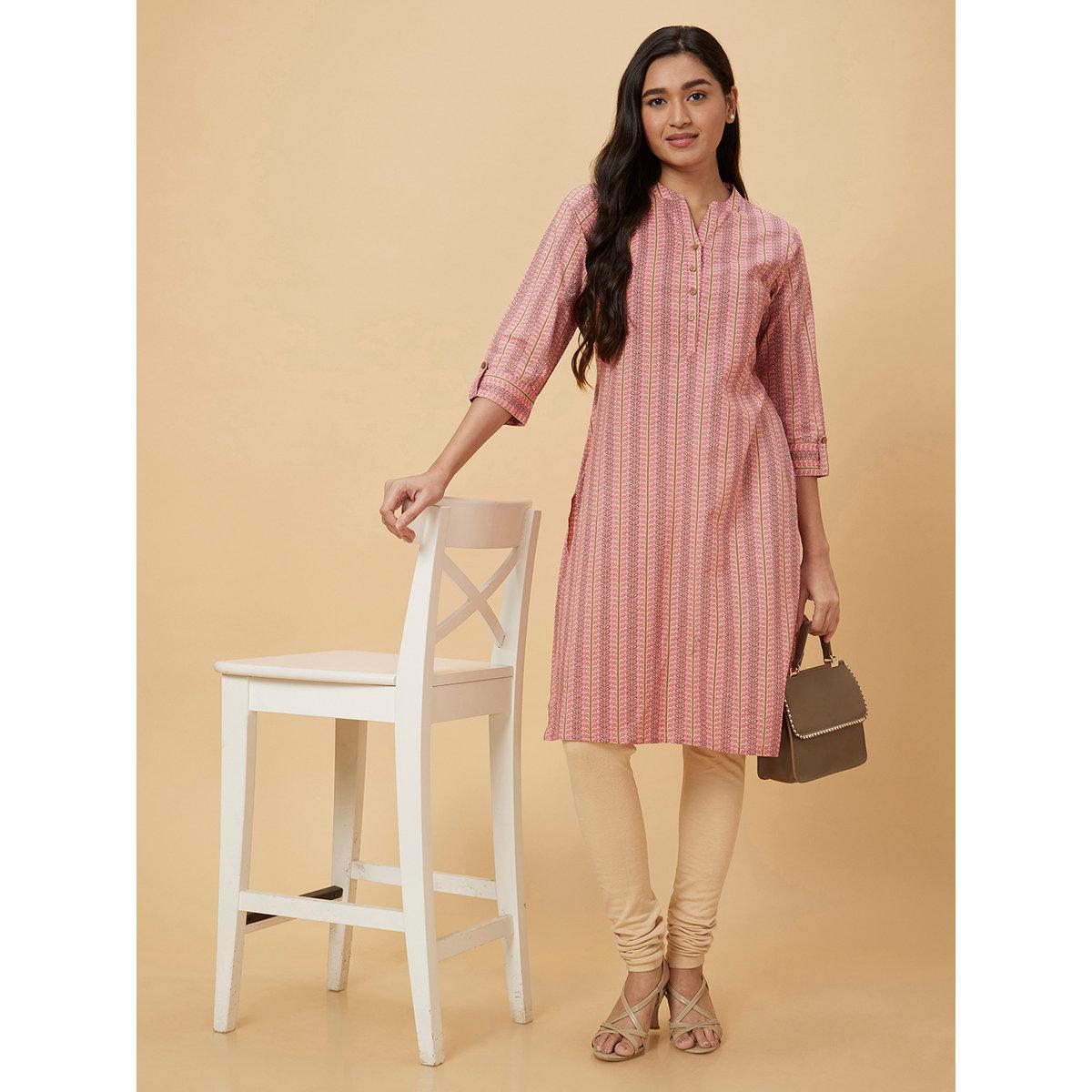 Globus X Styli Women Pink Printed Straight Kurta-women-clothing-ethnicwear-kurtas-image-1