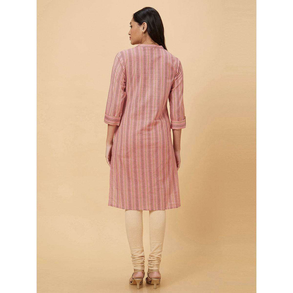 Globus X Styli Women Pink Printed Straight Kurta-women-clothing-ethnicwear-kurtas-image-3