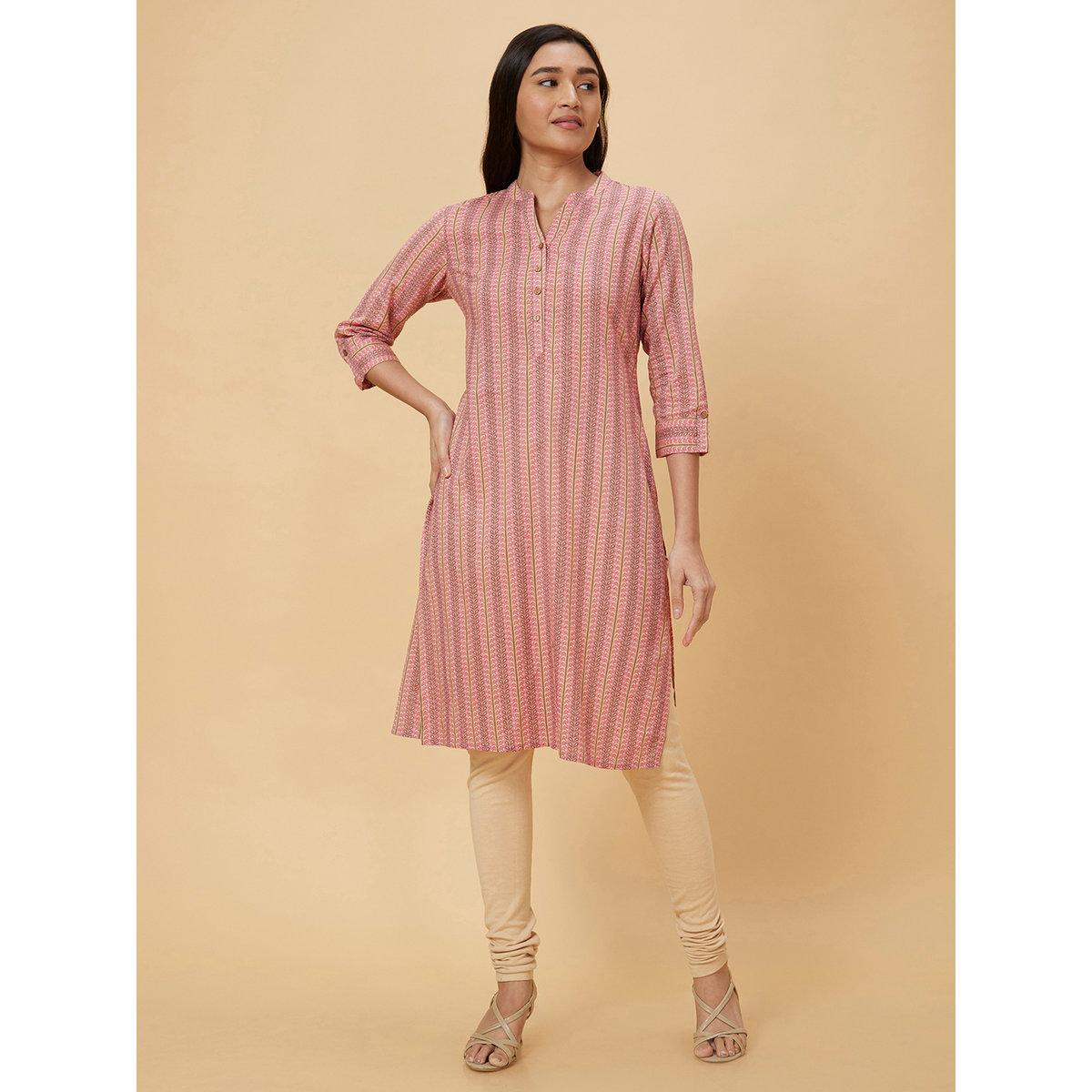 Globus X Styli Women Pink Printed Straight Kurta-women-clothing-ethnicwear-kurtas-image-6