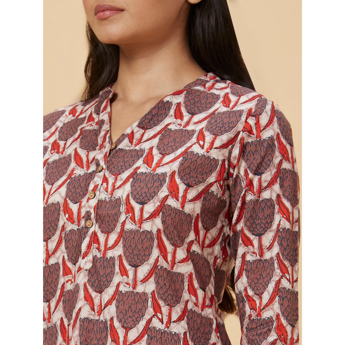 Globus X Styli Women Brown Printed Straight Kurta-women-clothing-ethnicwear-kurtas-image-5
