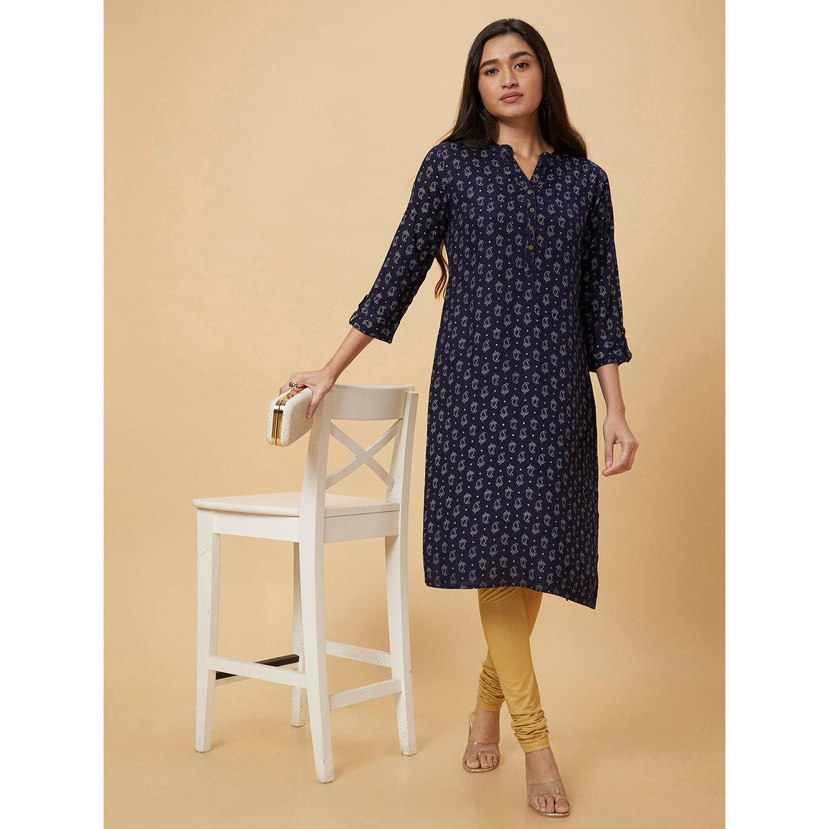 كورتا بطباعة وقصة مستقيمة-women-clothing-ethnicwear-kurtas-image-1