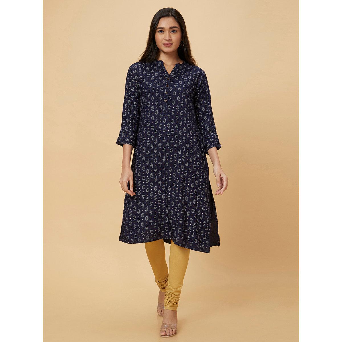 كورتا بطباعة وقصة مستقيمة-women-clothing-ethnicwear-kurtas-image-2