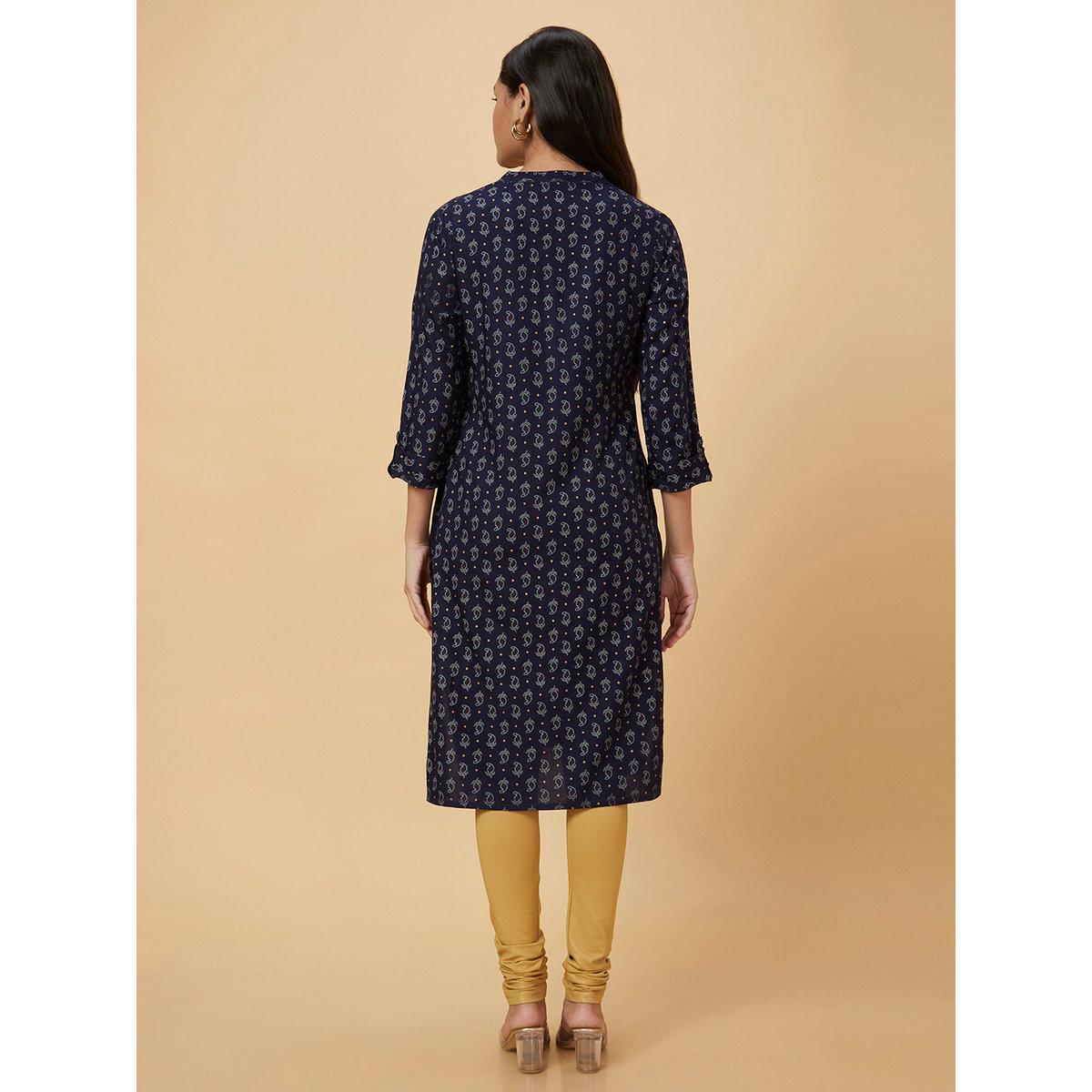 كورتا بطباعة وقصة مستقيمة-women-clothing-ethnicwear-kurtas-image-3