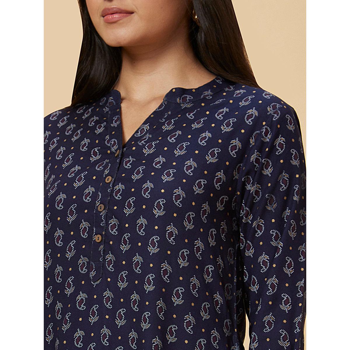 كورتا بطباعة وقصة مستقيمة-women-clothing-ethnicwear-kurtas-image-5