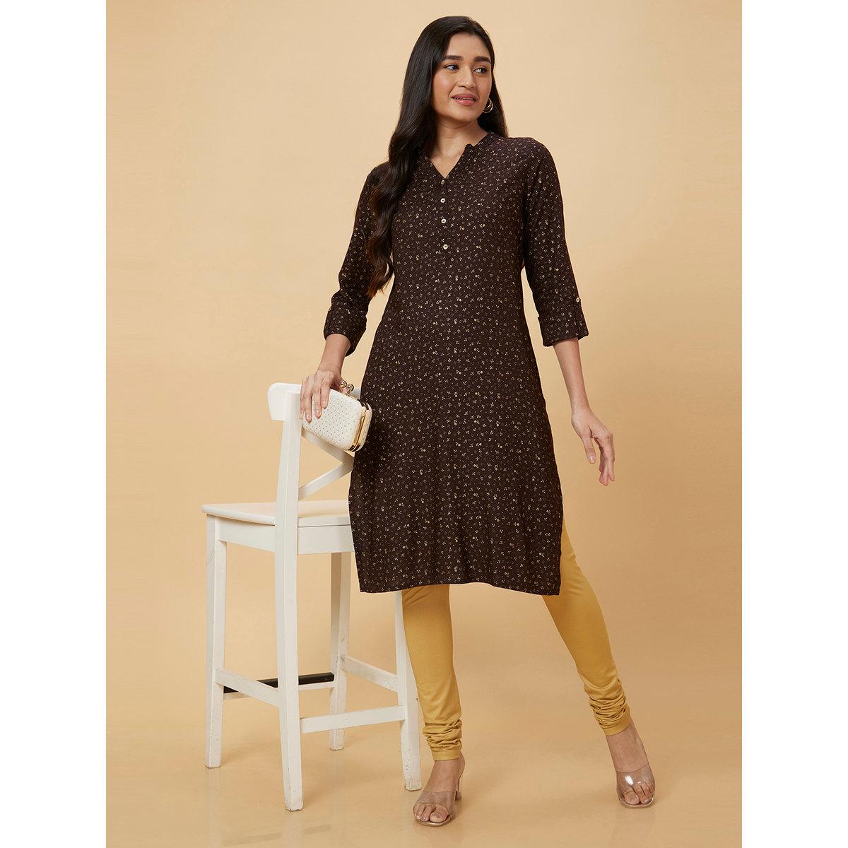 كورتا بطباعة وقصة مستقيمة-women-clothing-ethnicwear-kurtas-image-1