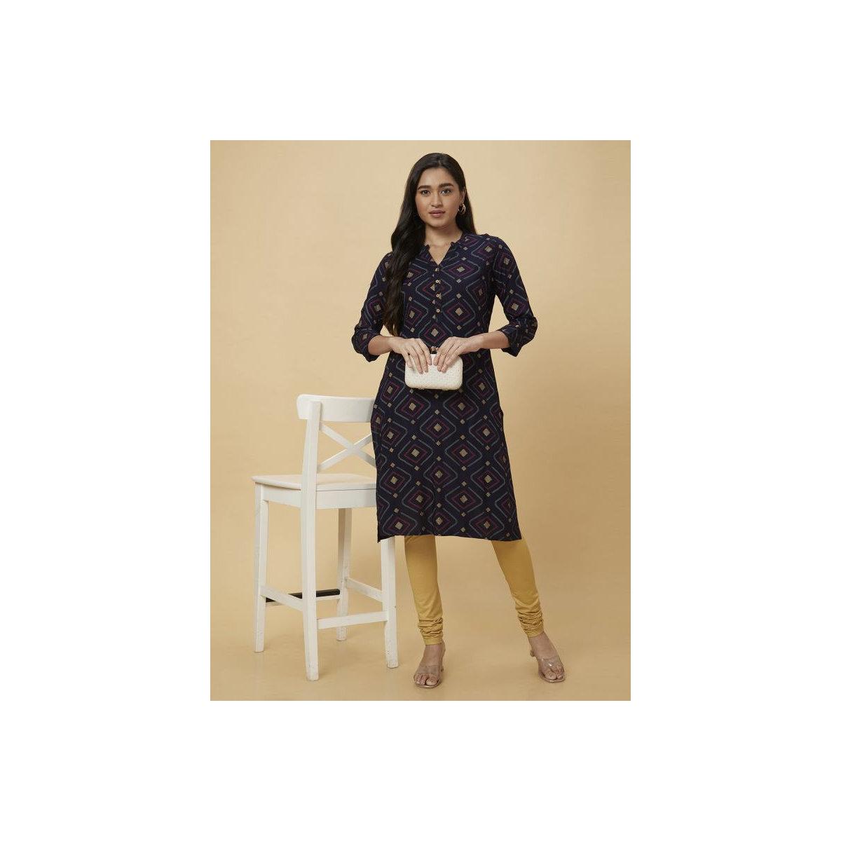 كورتا بطباعة وقصة مستقيمة-women-clothing-ethnicwear-kurtas-image-1
