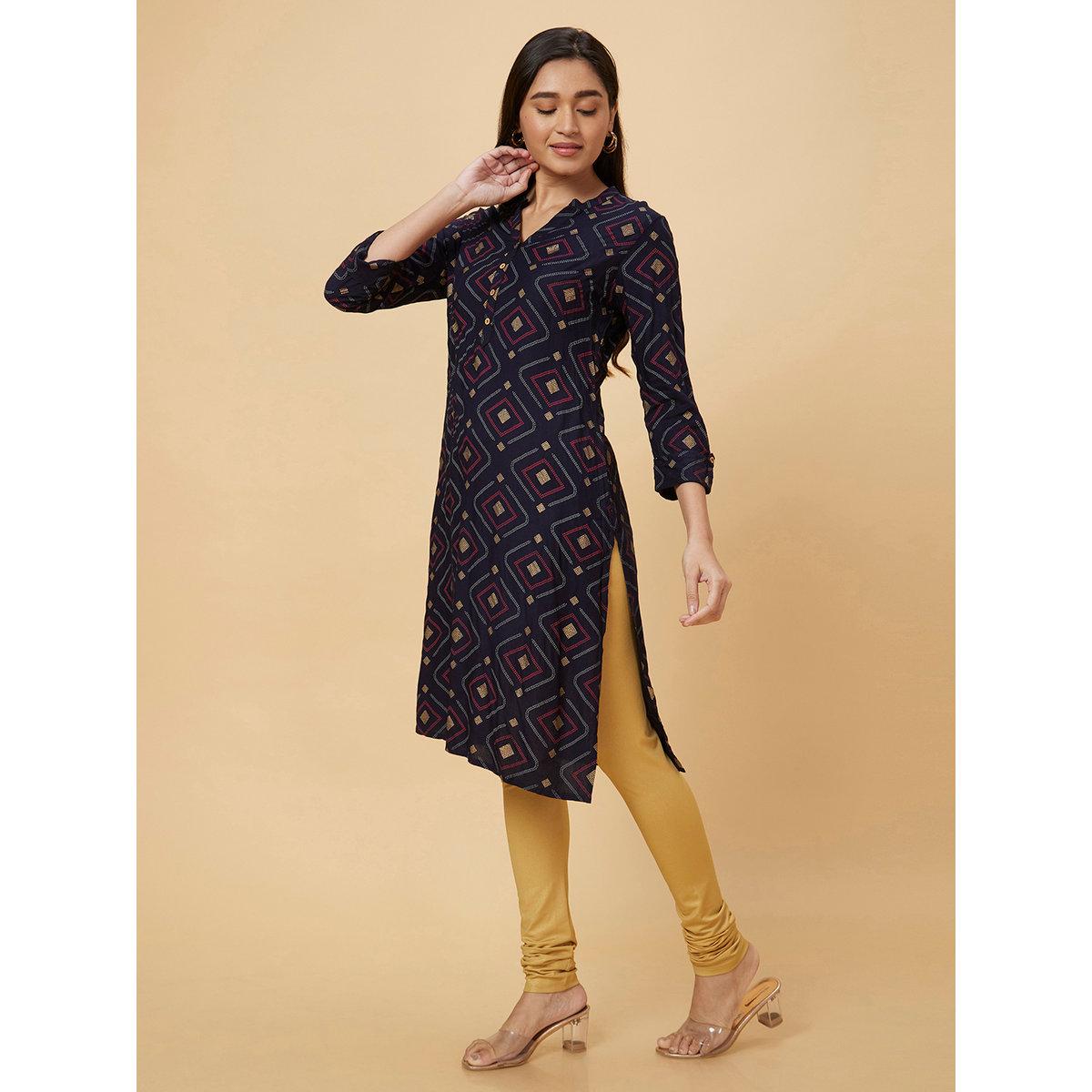 كورتا بطباعة وقصة مستقيمة-women-clothing-ethnicwear-kurtas-image-4