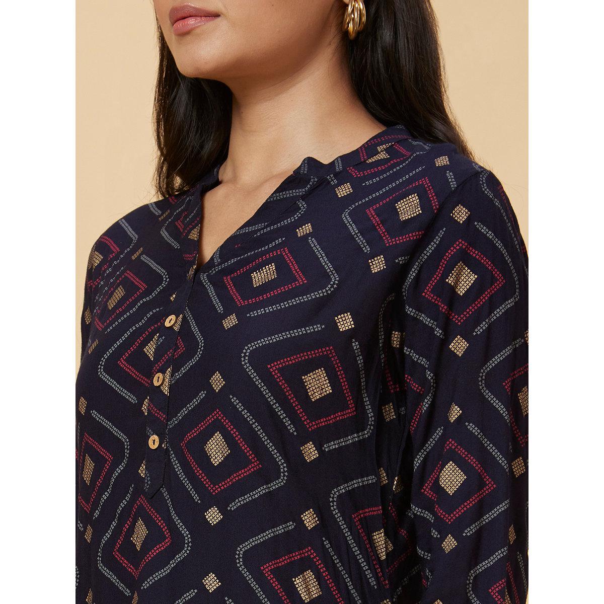 كورتا بطباعة وقصة مستقيمة-women-clothing-ethnicwear-kurtas-image-5
