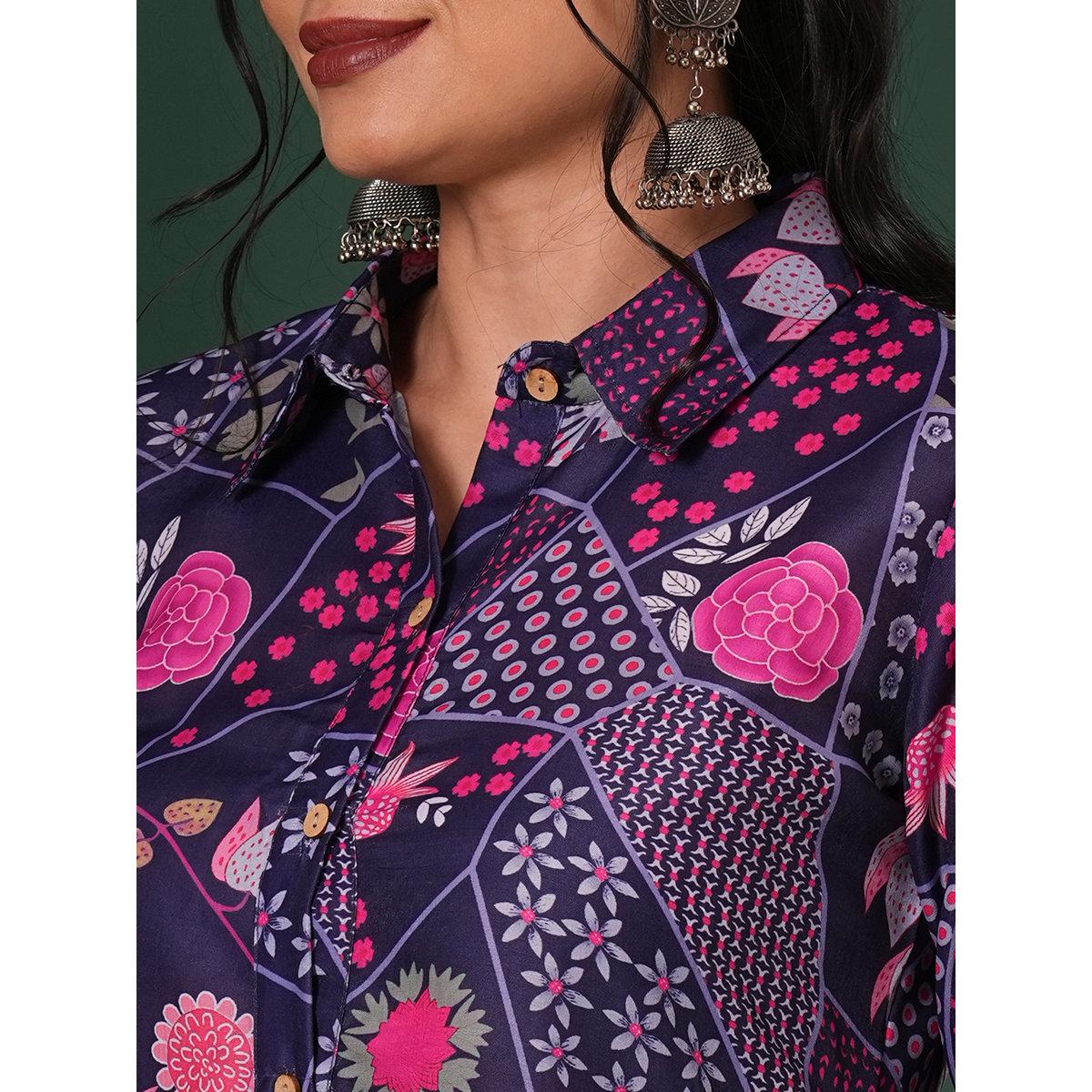 طقم منسق من بنطال وكورتا بقصة مستقيمة-women-clothing-ethnicwear-kurtasets-image-4
