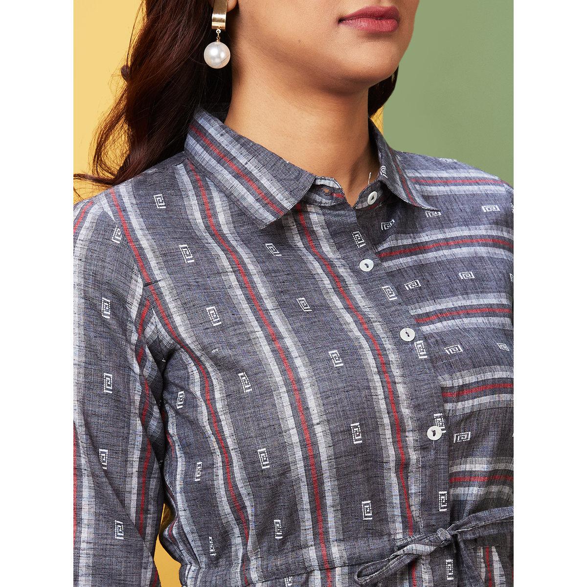 Globus X Styli Women Black Shirt Collar Regular Kurta-women-clothing-ethnicwear-kurtas-image-4
