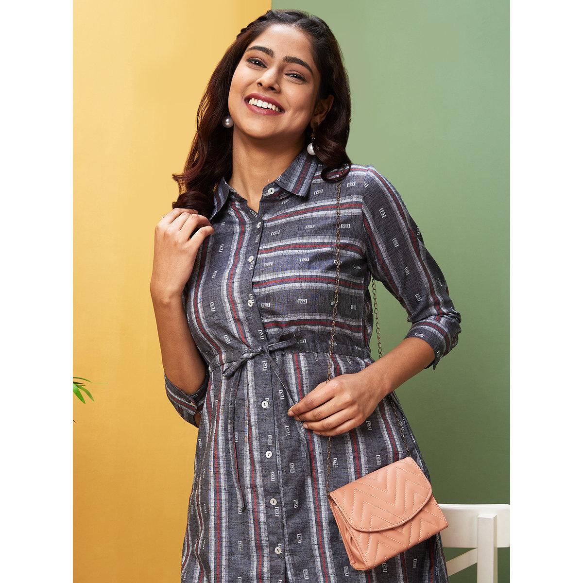 Globus X Styli Women Black Shirt Collar Regular Kurta-women-clothing-ethnicwear-kurtas-image-5
