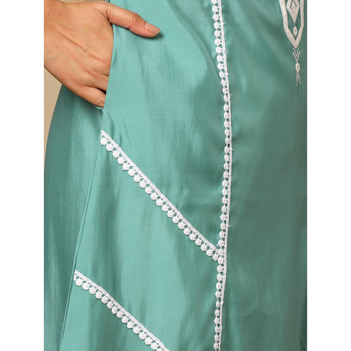 كورتا بتفاصيل مُطرزة ودانتيل-women-clothing-ethnicwear-kurtas-image-5