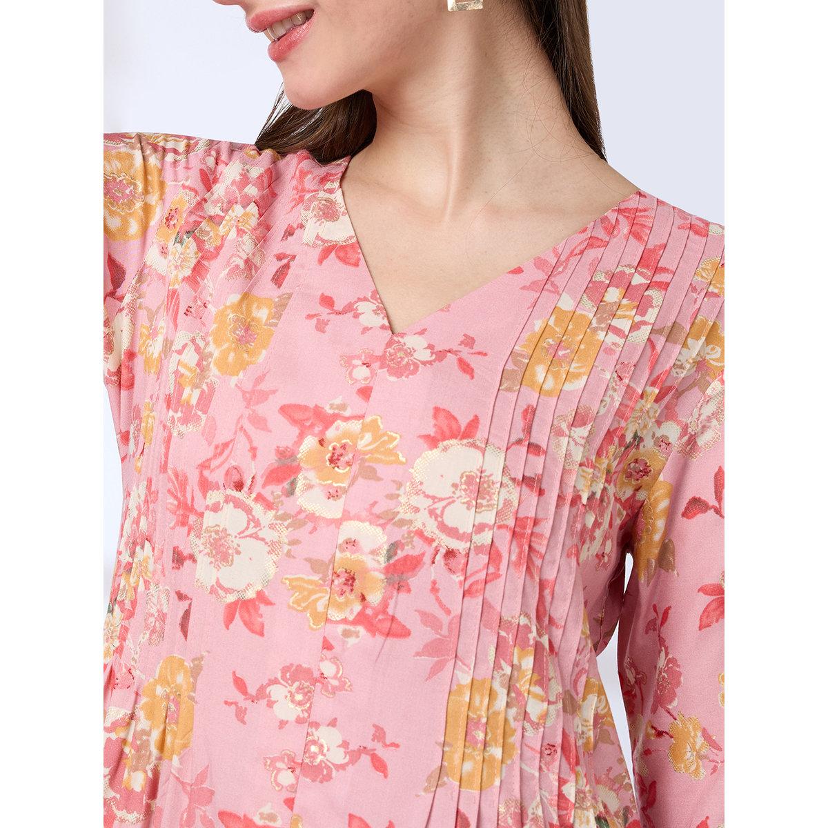 كورتا بطبعة زهور-women-clothing-ethnicwear-kurtas-image-4