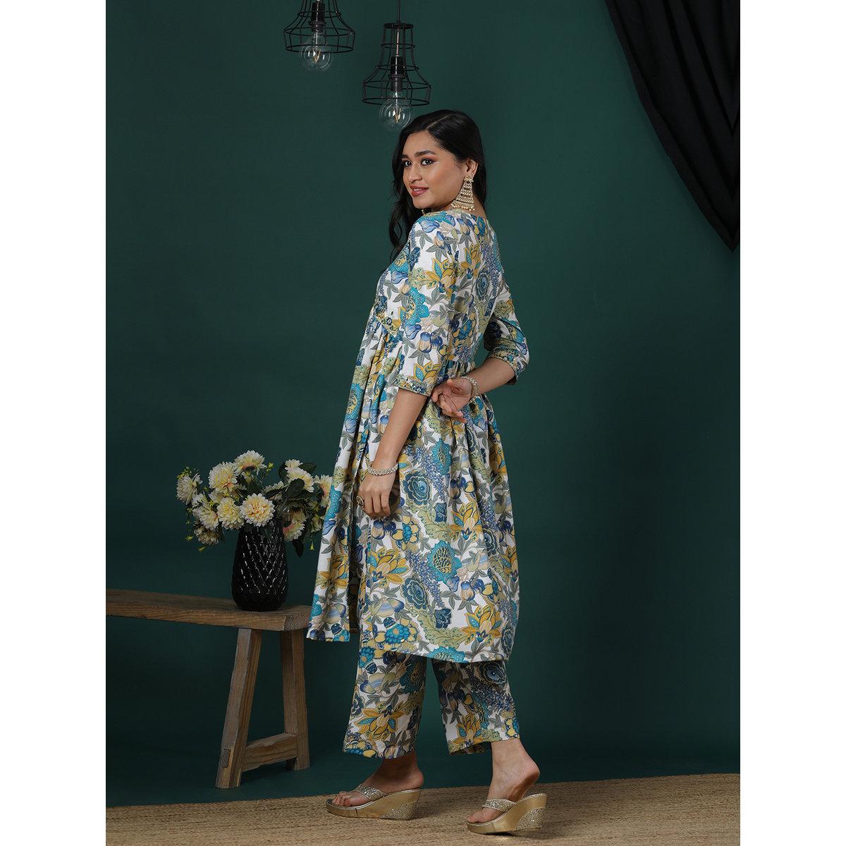 طقم من بنطال وكورتا مُطرزة-women-clothing-ethnicwear-kurtasets-image-3