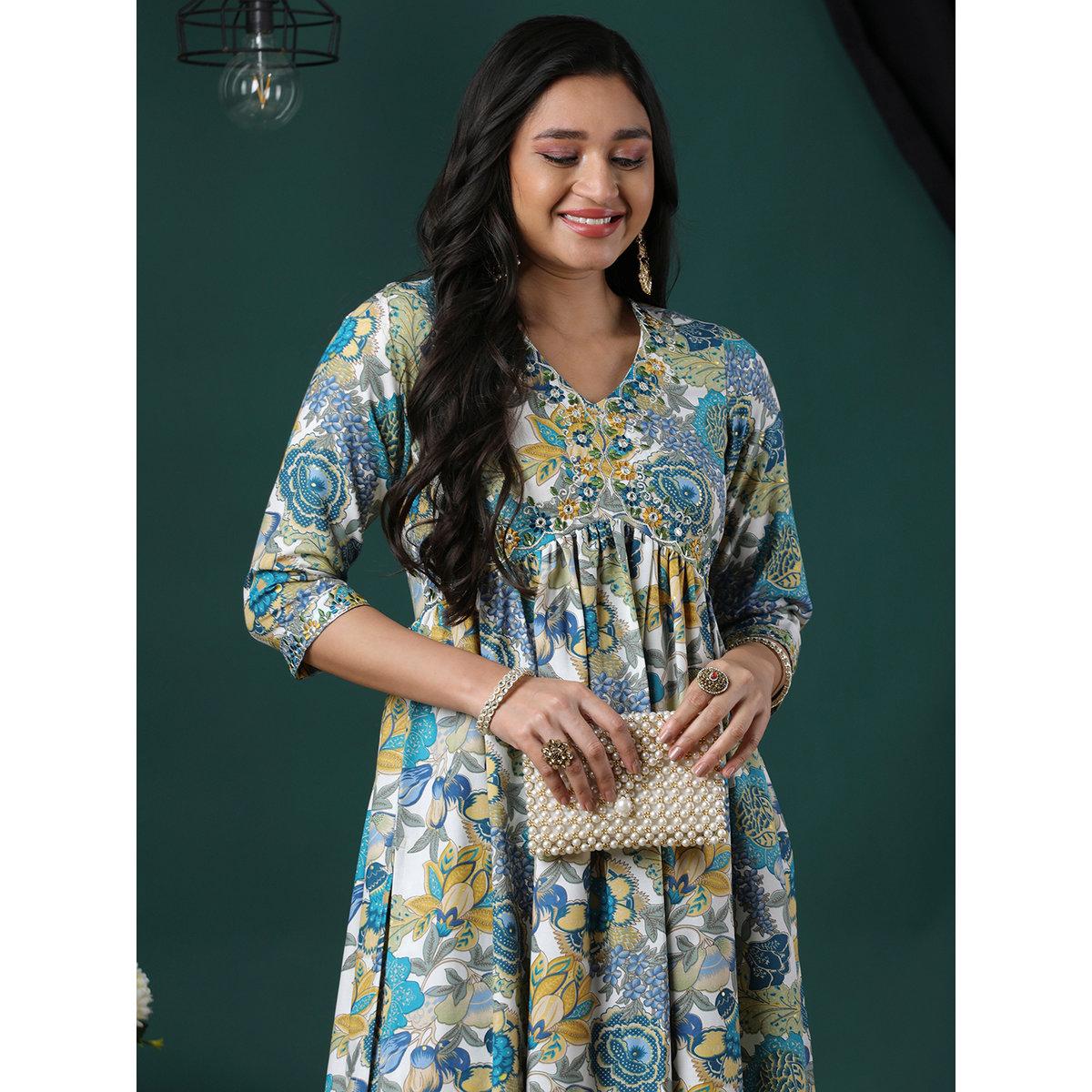 Globus X Styli Green Embroidered Detail Floral Kurta and Pants Set-women-clothing-ethnicwear-kurtasets-image-6
