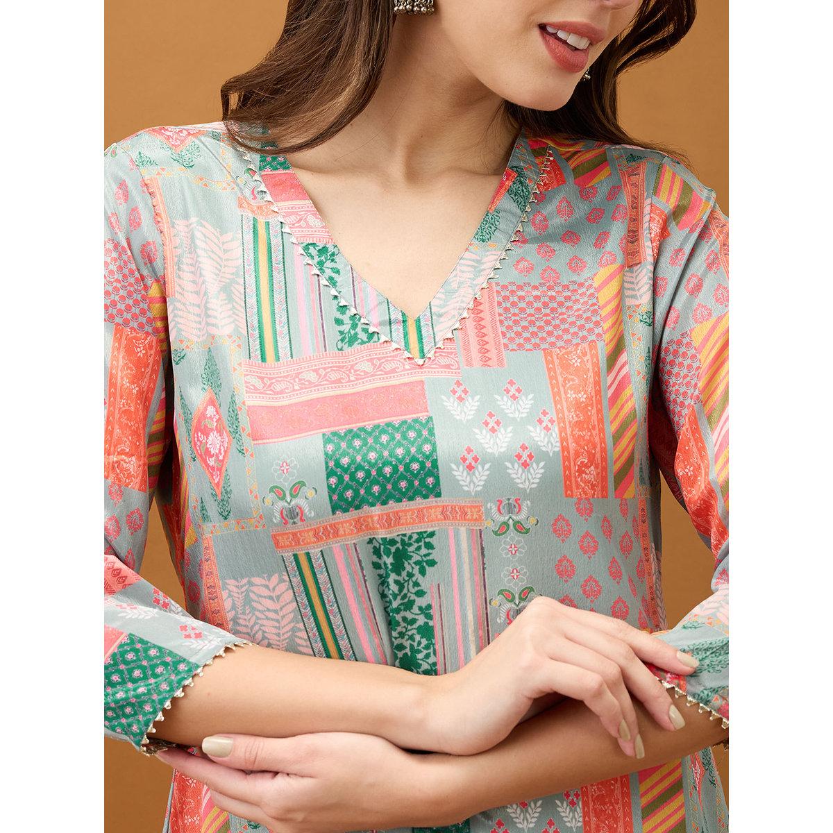 طقم من بنطال وكورتا-women-clothing-ethnicwear-kurtasets-image-4