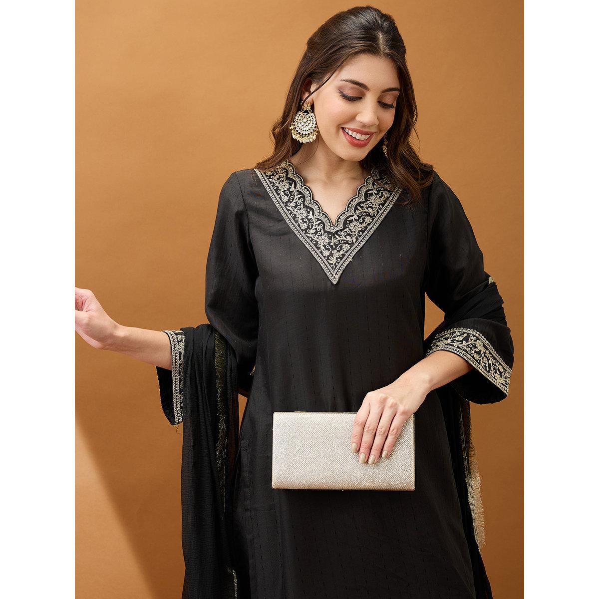 طقم من بنطال وكورتا مع دوباتا-women-clothing-ethnicwear-kurtasets-image-7
