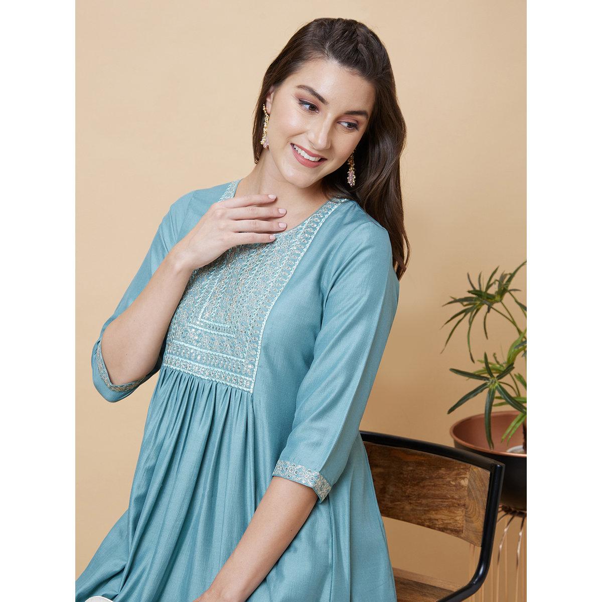 كورتا بتفاصيل مُطرزة-women-clothing-ethnicwear-kurtas-image-1