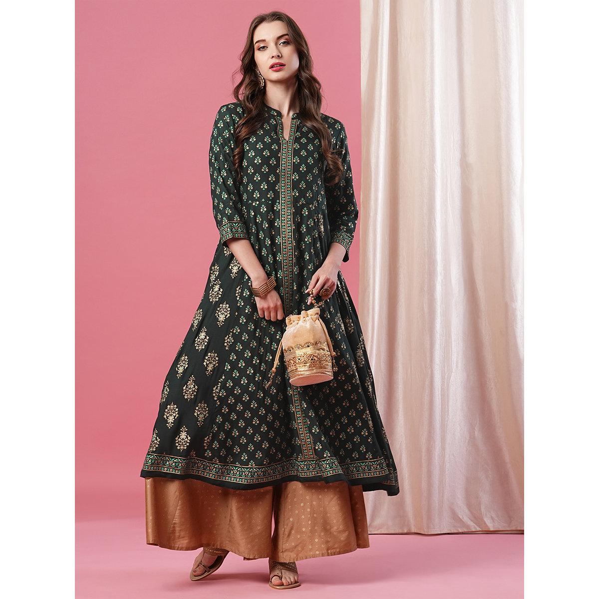 كورتا بتفاصيل طباعة-women-clothing-ethnicwear-kurtas-image-1