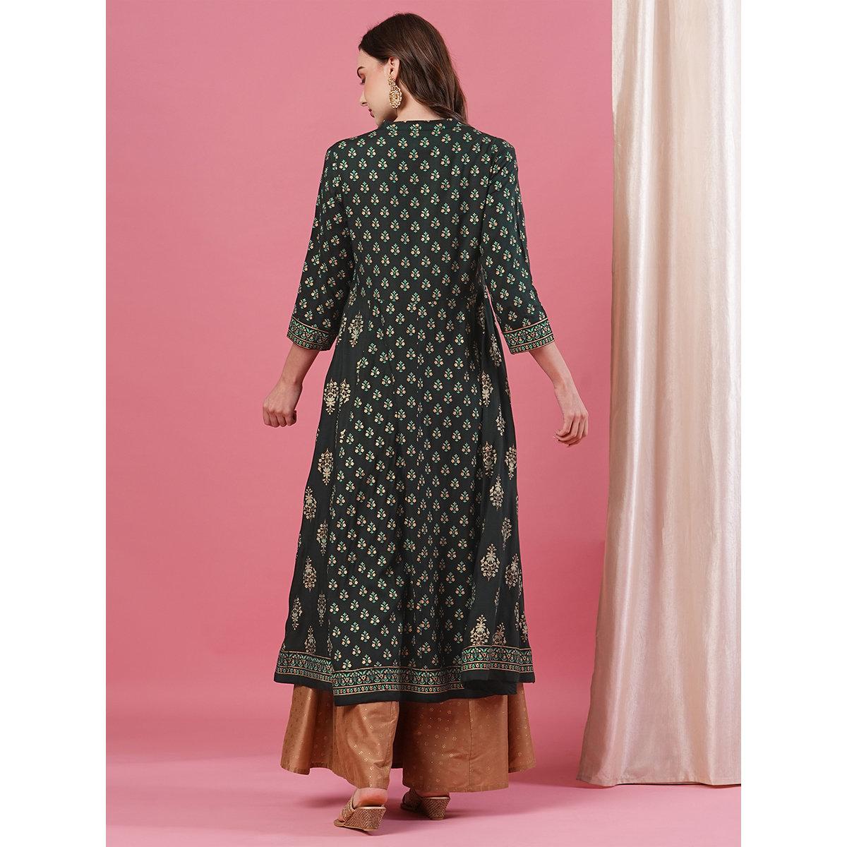 كورتا بتفاصيل طباعة-women-clothing-ethnicwear-kurtas-image-3