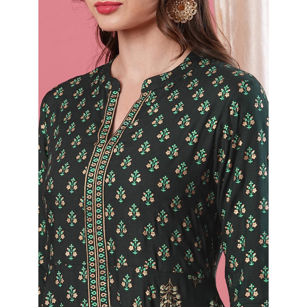 كورتا بتفاصيل طباعة-women-clothing-ethnicwear-kurtas-image-4
