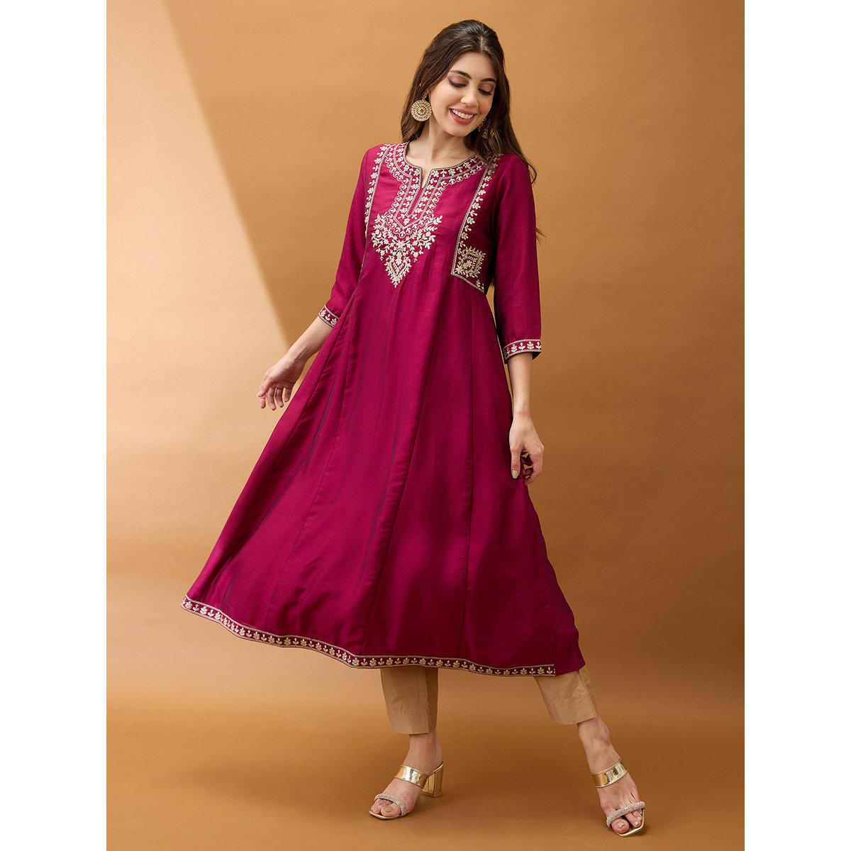 كورتا بتفاصيل مُطرزة-women-clothing-ethnicwear-kurtas-image-1
