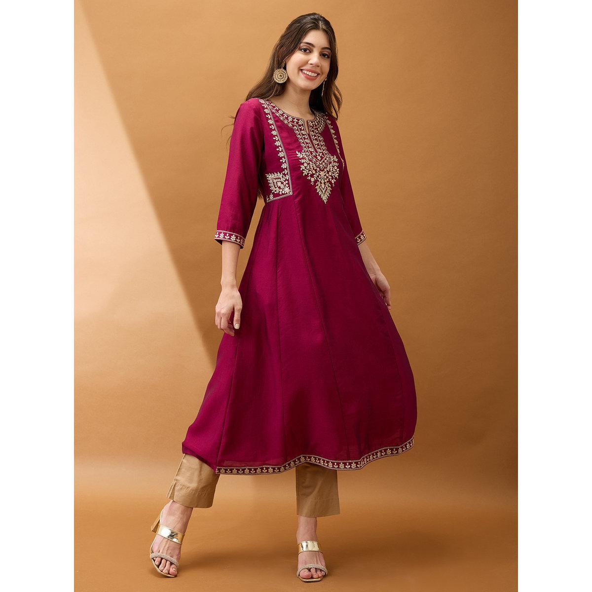 كورتا بتفاصيل مُطرزة-women-clothing-ethnicwear-kurtas-image-2