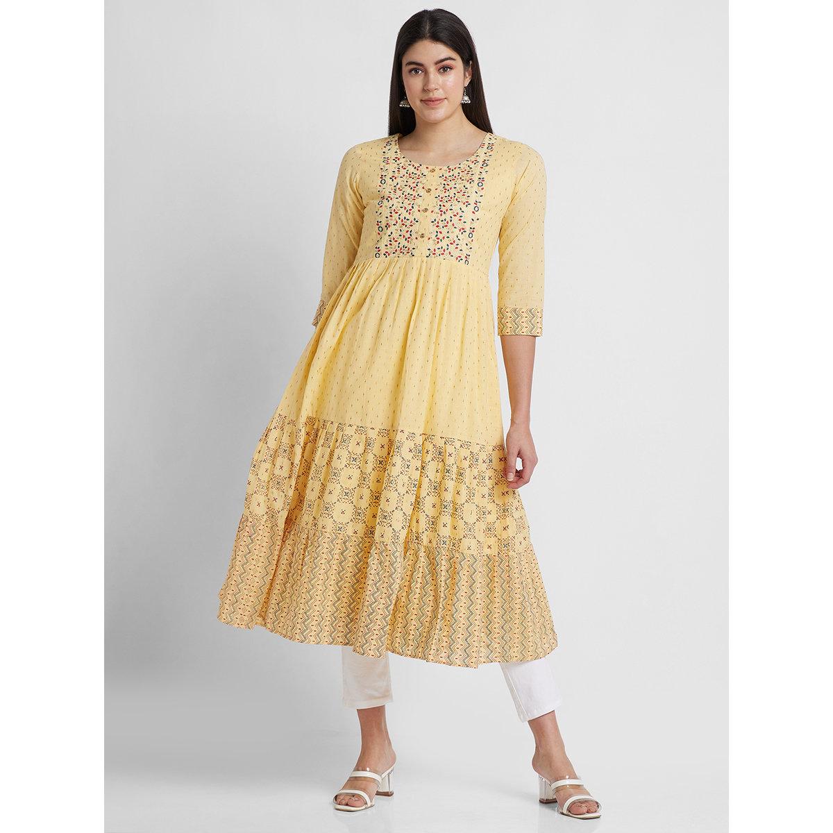 كورتا بطباعة وياقة دائرية-women-clothing-ethnicwear-kurtas-image-2