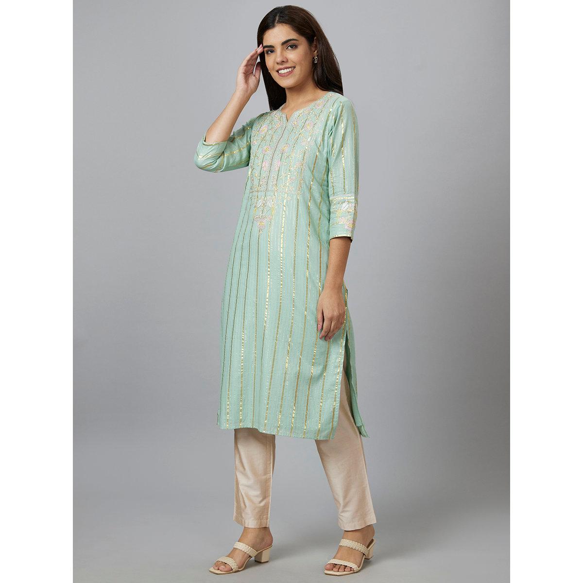 كورتا بتفاصيل مُطرزة-women-clothing-ethnicwear-kurtas-image-4