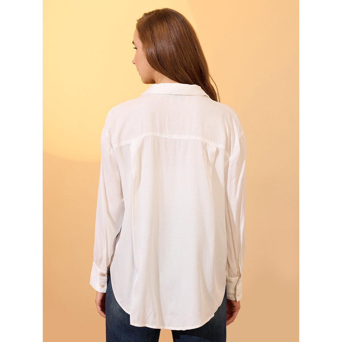 Globus X Styli White Floral Embroidered Regular Shirt-women-clothing-shirtsandblouses-shirts-image-3