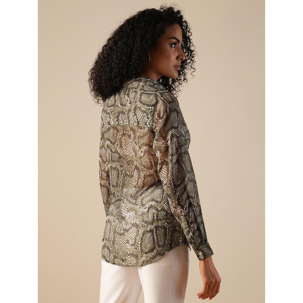 Globus X Styli Green Animal Print Georgette Workwear Shirt-women-clothing-shirtsandblouses-shirts-image-3