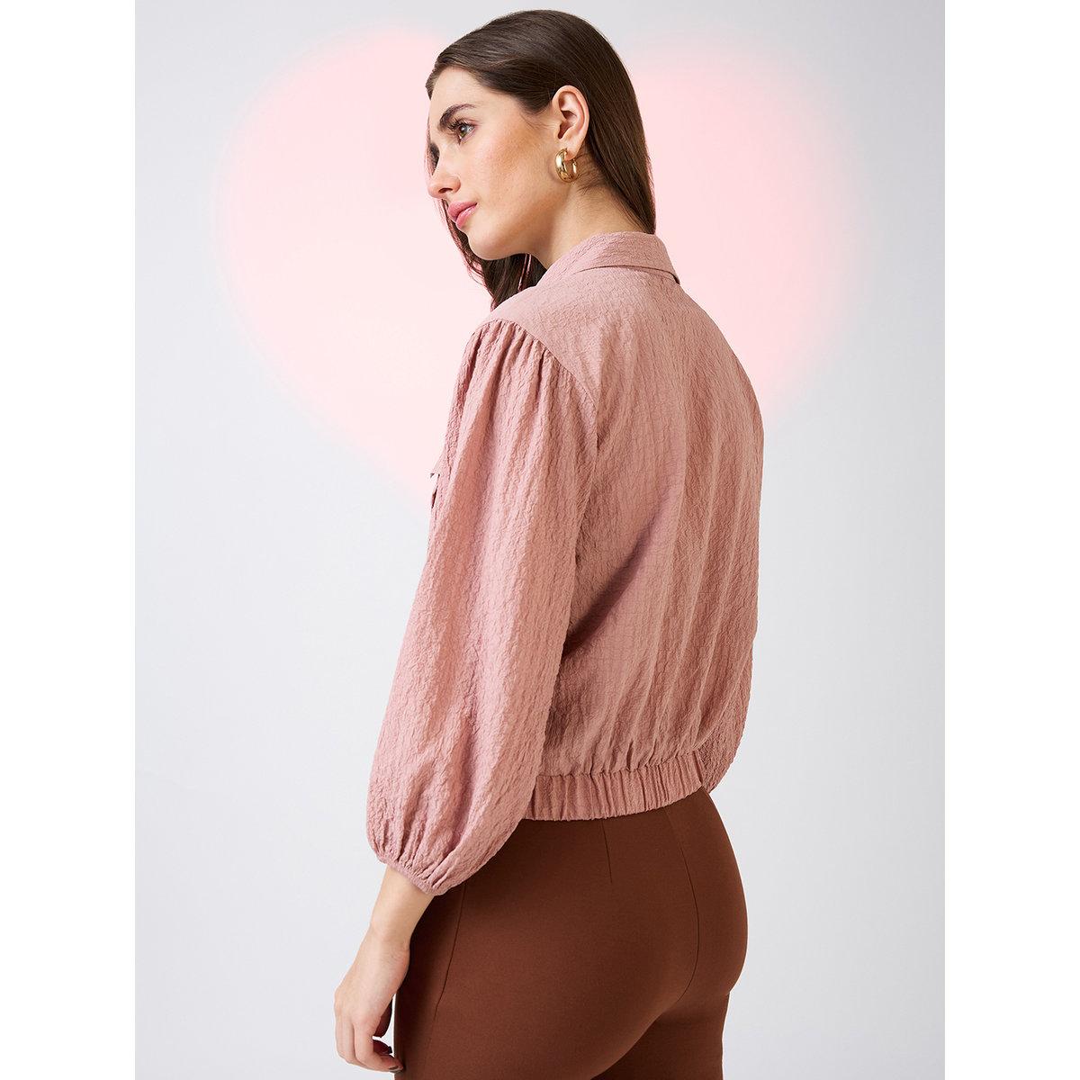 Globus X Styli Pink Textured Shirt with Utility Pockets-women-clothing-shirtsandblouses-shirts-image-3