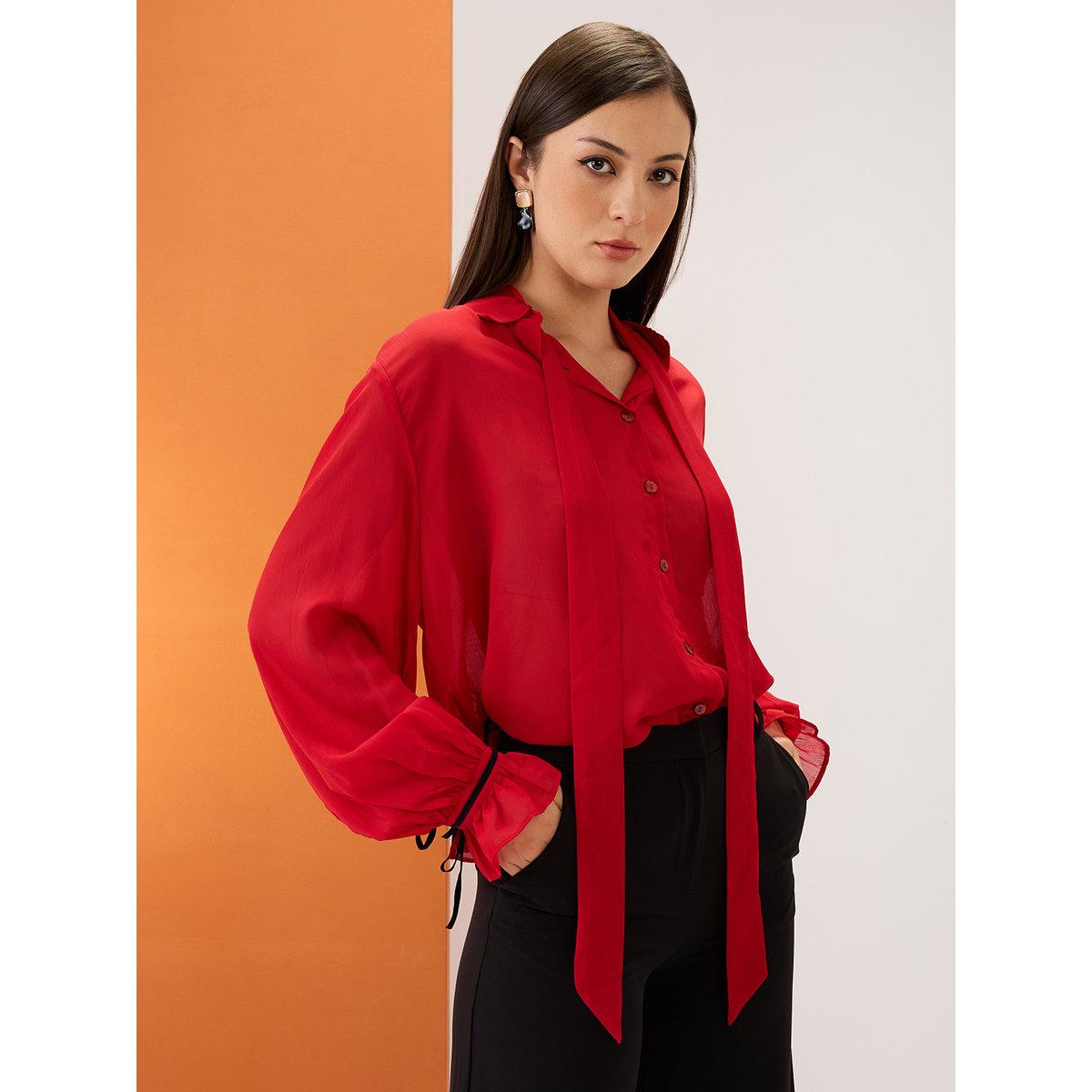 بلوزة شيفون بتفاصيل ربطة-women-clothing-shirtsandblouses-shirts-image-2