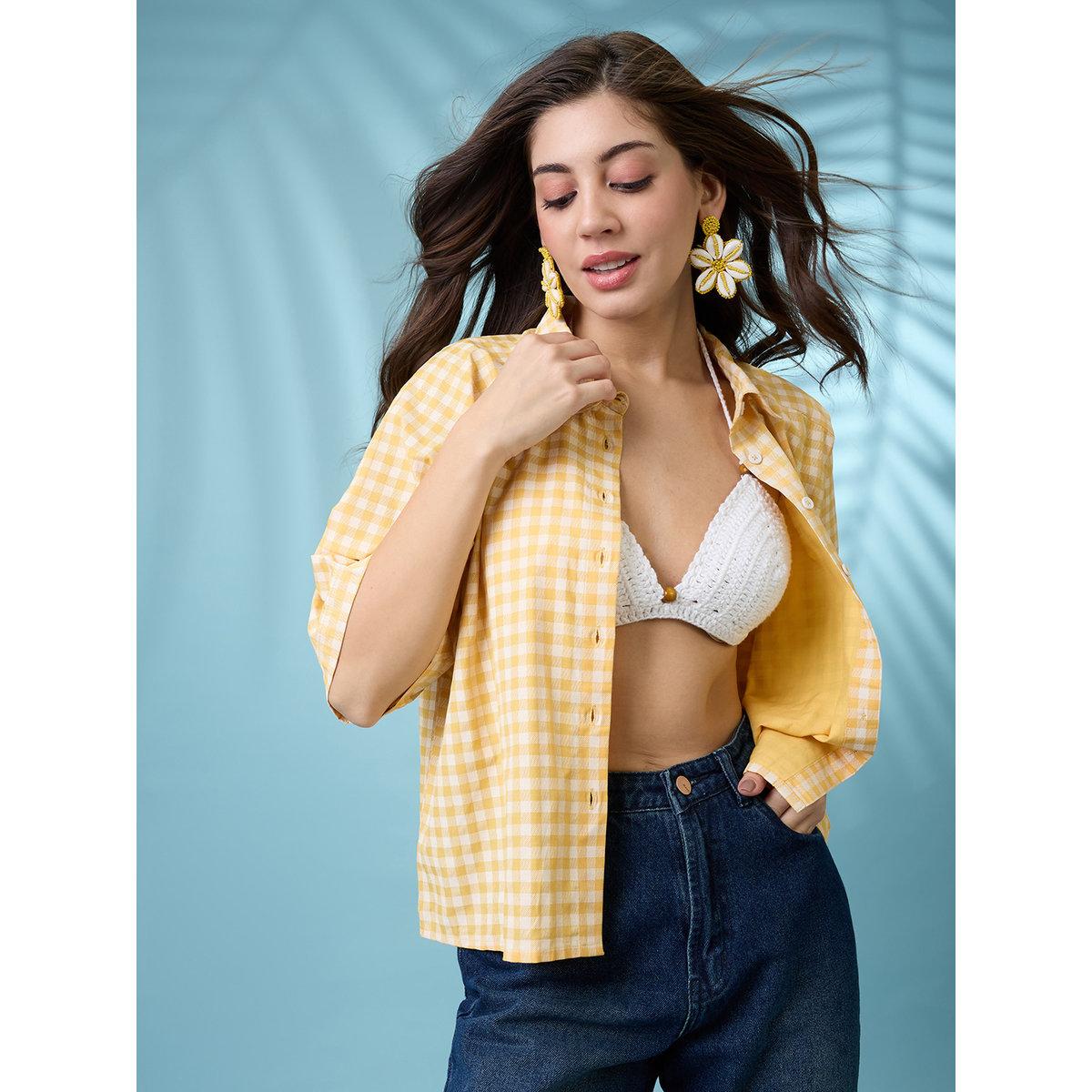 بلوزة بطبعة مربعات جنجهام-women-clothing-shirtsandblouses-shirts-image-1