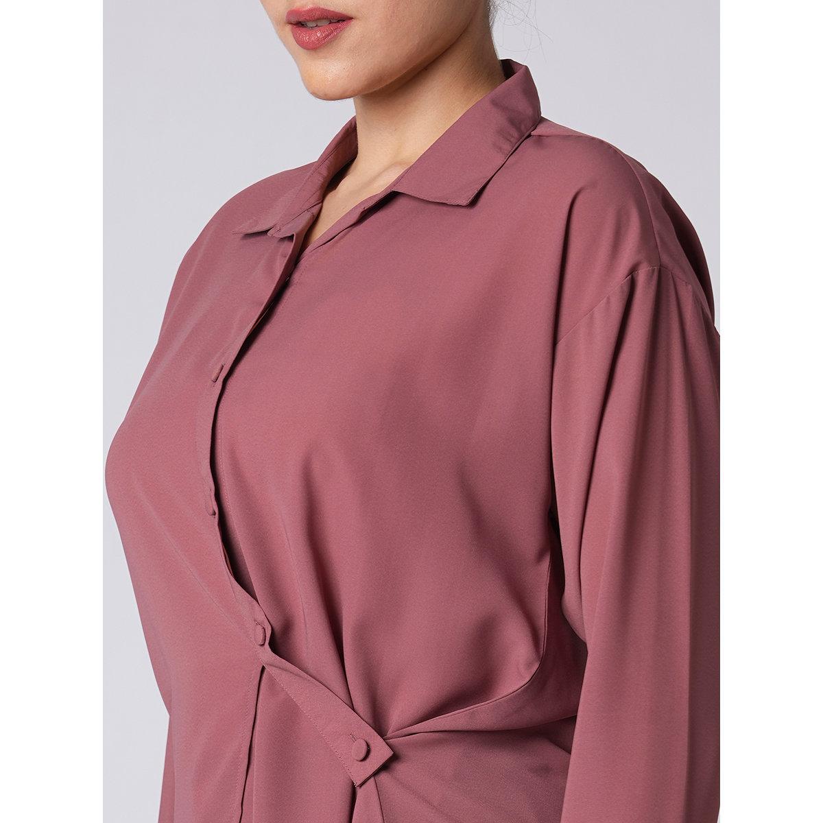 Globus X Styli Pink Solid Satin Relaxed Fit Shirt-women-clothing-shirtsandblouses-shirts-image-4
