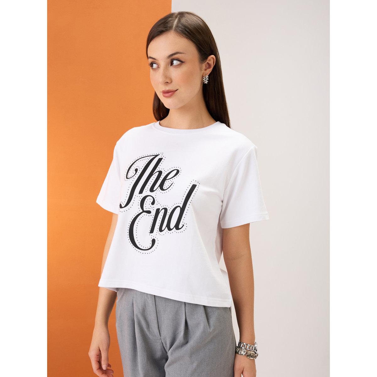 Globus X Styli White Embellished Boxy Fit Crop T-Shirt-women-clothing-tshirts-image-2