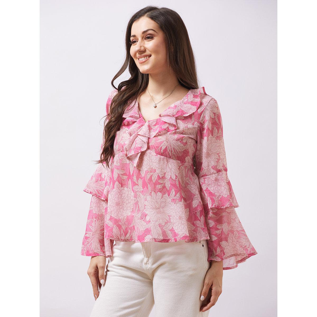 بلوزة بتفاصيل طبقات وأكمام بحافة واسعة-women-clothing-shirtsandblouses-blouses-image-2