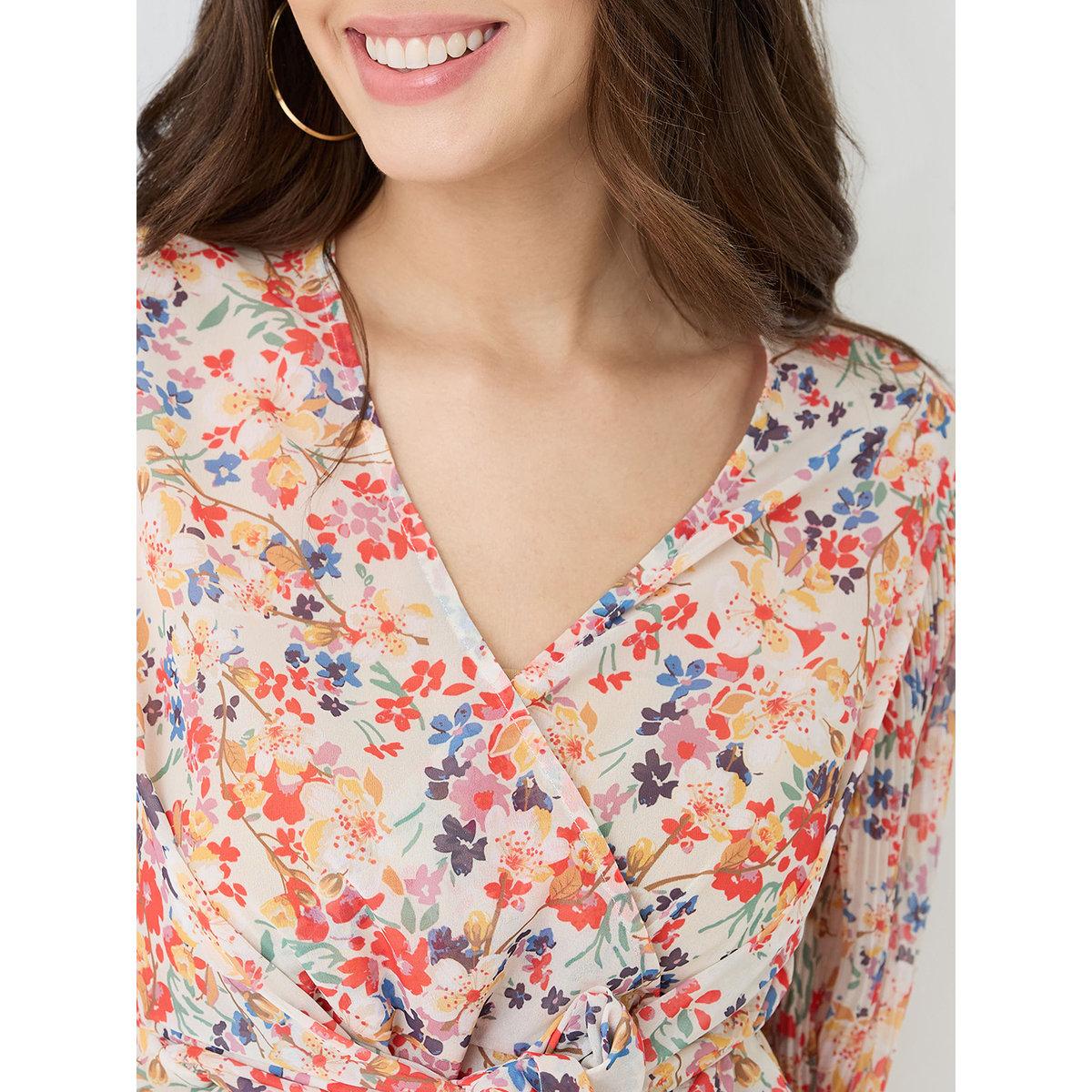 Globus X Styli Multi Georgette Floral Print Wrap Top-women-clothing-shirtsandblouses-blouses-image-4