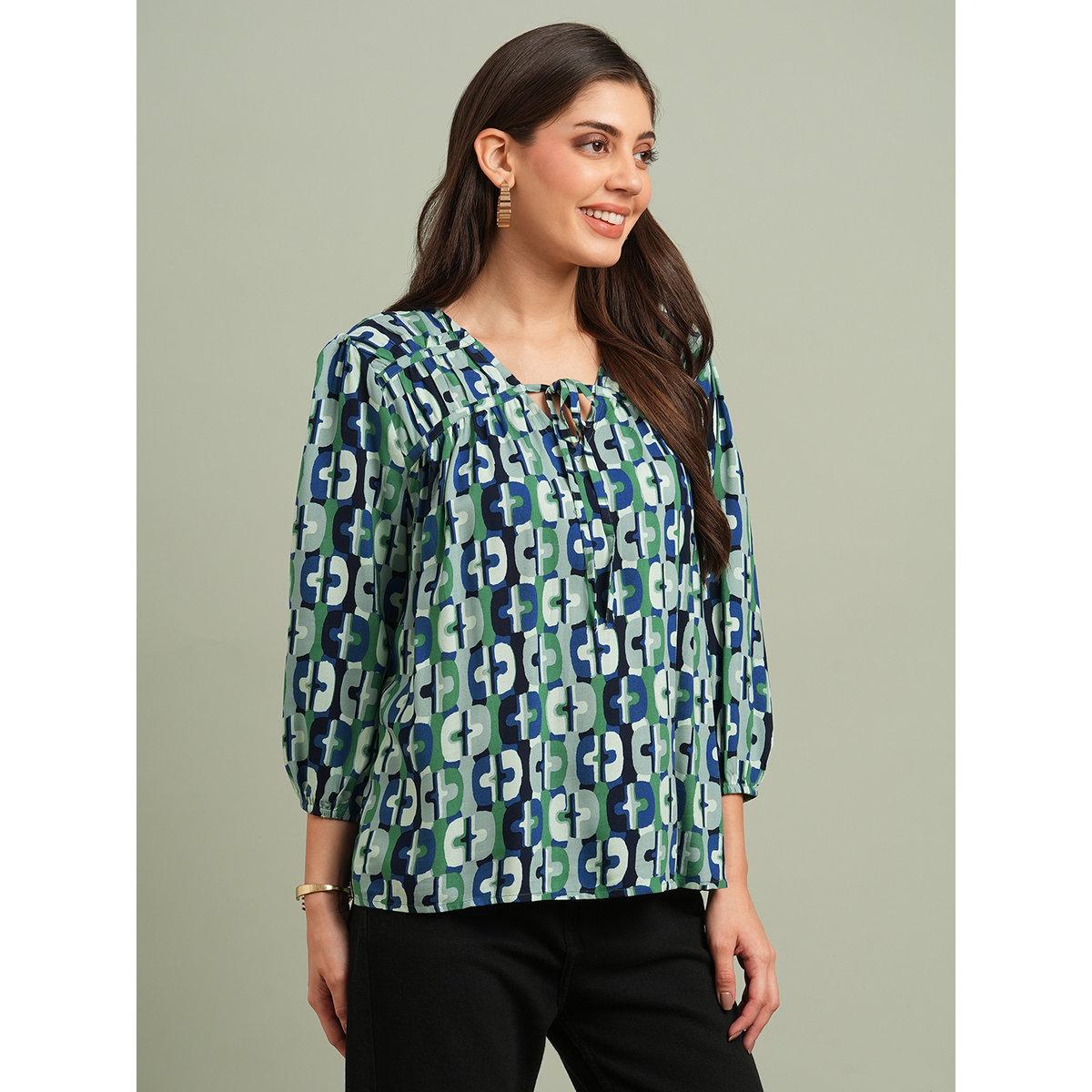 بلوزة مُطبعة بالكامل بتفاصيل أربطة-women-clothing-shirtsandblouses-blouses-image-2