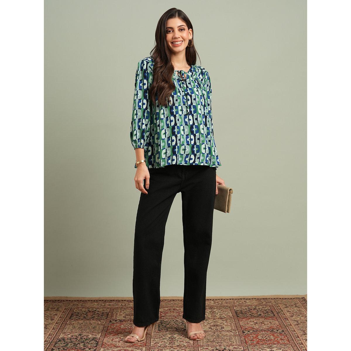 بلوزة مُطبعة بالكامل بتفاصيل أربطة-women-clothing-shirtsandblouses-blouses-image-5